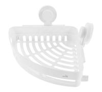Mikikit Étagère Ménagère Murale Triangulaire pour Salle de Bain Support de Rangement sans Perçage en Plastique Blanc pour Shampooing et Peigne