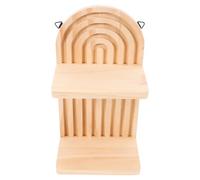 Mikikit Étagère Murale à Double Couche en Pin Massif, Design Bohème, Support de Rangement Compact en Bois Naturel, pour Chambre et Salle de Bain, Solution Murale D’Organisation Pratique,