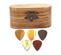 Mikikit Étui à Médiators en Bois 5 Médiators pour Guitare Acoustique Et Électrique, Support Organisé en Bois Naturel, Accessoire Polyvalent pour Musiciens