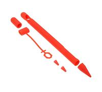 Mikikit Étui De Silicone pour Pencil Ère Génération Housse Stylus avec Deux Capuchons pour Stylet Chutes Rayures Rouge
