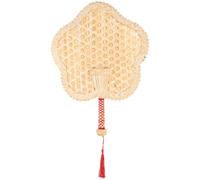 Mikikit Éventail Tissé Chinois en Paille Naturelle Beige, Ventilateur D'été Portatif à Main, Léger et Résistant, pour Rafraîchir en Extérieur Pendant L'été Plusieurs styles