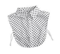 Mikikit Faux Col Amovible à Pois Noir et Blanc Demi-Chemise en Tissu Léger Respirant Taille Unique Col Inséré pour Chemisier et Pull Accessoire Élégant pour Tenue Formelle et