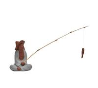 Mikikit Figurine de Pêcheur Céramique Rétro Chinoise Décoration Miniature pour Aquarium Jardin et Ornement pour Aquatique Statue Ancienne Homme Pêcheur