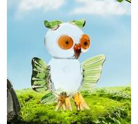 Mikikit Figurine Hibou en Verre Vert Décoration de Table Cartoon Ornement Artisanal Résistant aux Chocs Bureau et Réunion Statuette Décorative Originale pour Intérieur