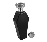 Mikikit Flasque à Acier Inoxydable Forme de Cercueil avec Entonnoir Bouteille de Poche Gothique pour Whisky et Liqueur Décoration Halloween Noire