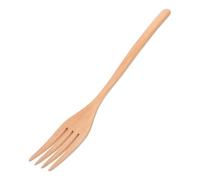 Mikikit Fourchette en Bois de Hêtre 22,5 Cm à Long Manche Ergonomique, Fourchette de Service pour Salade et Viande, Ustensile Cuisine Naturel pour Repas et Buffet