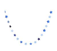 Mikikit Guirlande de Fête 2m Étoiles Pailletées en Papier Miroir Bleu Foncé, Décoration Suspendue pour Anniversaire, Mariage et Événements Garçon et Filles, Bannière Scintillante et Décor