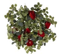 Mikikit Guirlande Décorative Murale 8 Roses Rouges Artificielles et Feuilles, Couronne Suspendue Romantique pour Saint-Valentin, Mariage et Décoration Intérieure