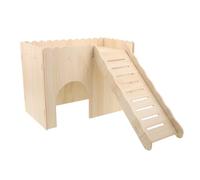 Mikikit Habitat pour Petits Animaux en Bois Détachable Support à Herbe Creux, Bords Arrondis, Entrée Basse, Protège L’Herbe de L’humidité, pour Maison de Hamster et Aire de Jeu