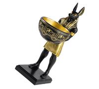 Mikikit Halloween Bol Résine Anubis Égyptien Plateau Déco Multifonction pour Bonbons Bijoux Clés Organisateur de Bureau et Vide-Poche Élégant pour Entrée et Fêtes