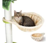 Mikikit Hamac pour Chat Élégant en Flanelle Beige Anneau en Acier, Espace de Repos Confortable pour Chat D'intérieur, Encourage Instincts Naturels