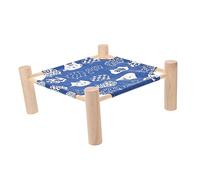 Mikikit Hamac pour Hamster Et Petit Animal De Compagnie Amovible en Tissu Respirant Support en Bois De Pin Naturel, Taille M, Nid De Couchage Lavable, pour Cage Et Environnement Intérieur