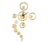 Mikikit Horloge Murale Adhésive Miroir Doré avec Aiguilles Noires Décoration Murale Simple pour Salon Chambre Bureau