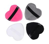 Mikikit Houppettes à Poudre Cœur 4 Pièces Grosse Taille 100% Coton Pur pour Visage et Corps Maquillage Féminin Usage Quotidien Multi-couleurs
