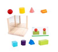 Mikikit Jeu de Blocs Miroirs pour Garçon et Filles, Géométrique en Bois Naturel Non Toxique, Jeu de Structure Spatiale Coloré pour Développement Logique et Motricité Fine, Présent