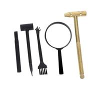 Mikikit Kit Darchéologie Garçon Fille avec Marteau Métallique Brosse Ciseau et Loupe Complet pour Fouilles Archéologiques et de Gemmes Activité Ludique Parent Garçon Fille