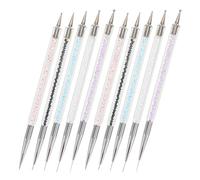 Mikikit Kit de 5 Stylos Double Embout pour Nail Art Pinceaux et Stylo à Points Précis pour Manucure Accessoires de Salon Portables pour Dessin et Décoration D’Ongles