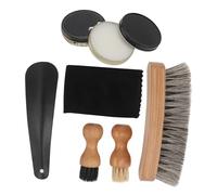 Mikikit Kit de Cirage Chaussures Complet avec Brosses Crin et Crème Outil de Nettoyage et Entretien pour Cuir Kit de Polissage Pratique pour Voyage et Usage