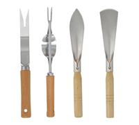 Mikikit Kit Jardinage Petit Outil Acier Inoxydable avec Manche Ergonomique Pelle à Transplanter Désherbeur V et Pelle Arquée et Durable pour Plantation et Entretien des Plantes