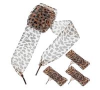 Mikikit Lacets en Satin Léopard Larges 4 CM pour Chaussures de Sport Lot de 2 Paires pour Tennis et Baskets Adultes Polyester Solide et Résistants à L'Usure 130X4X1 CM