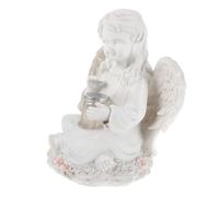 Mikikit Lampe Solaire Ange Jardin Résine Éclairage Décoratif Étanche pour Patio Pelouse Statue Lumineuse Extérieure sans Fil Ambiance Romantique Nocturne