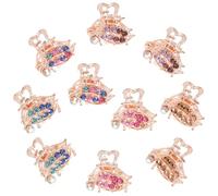 Mikikit Lot de 10 Mini Pinces à Cheveux Strassée en Métal, Petite Barrette Attrape-cheveux 5 Couleurs Assorties, pour Cheveux Épais et Coiffures Élégantes