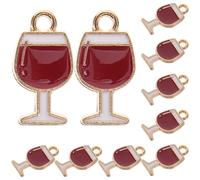 Mikikit Lot de 10 Pendentifs Breloques en Alliage de Zinc Forme Verre à Vin Rouge Accessoires DIY pour Création de Bijoux Colliers et Bracelets Personnalisés Charms Vintage pour