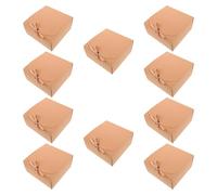 Mikikit Lot de 10 Petites Boîtes Présent en Papier Kraft 20X20X10 CM avec Couvercle et Ruban Boîte à Dragées Décorative pour Mariage Shower Anniversaire et Souvenirs des Demoiselles