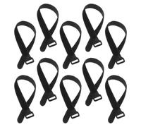Mikikit Lot de 10 Sangles de Fixation en Nylon Noir Fermeture à Crochet et Boucle, Réglables pour Tapis de Yoga et Divers Objets, pour Bureau et Voyage