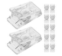 Mikikit Lot de 12 Clips Magnétiques Transparents 26x13 Mm pour Porte-carte D'identité, Pinces à Photos et Notes, Autocollants, pour Tableau Blanc, Réfrigérateur et Organisation
