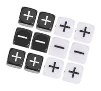 Mikikit Lot de 12 Dés en Acrylique Noir et Blanc Signes Plus et Moins Grands Dés 6 Faces de Jeu pour Garçon et Filles Accessoires Jeux de Société et Bar Lecture Facile Léger et