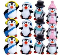 Mikikit Lot de 12 Figurines de Pingouin en Plastique Souple Décoration Miniature pour Gâteaux Ornement Pingouin Réaliste et Décoration Intérieure Petit Modèle Polyvalent