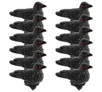 Mikikit Lot de 12 Mini-Figurines Corbeaux en Résine Noire, Décoration de Table à Sable et Jardin Miniature, Ornement Oiseau Décoratif Halloween, Petites Sculptures Animales Polyvalentes