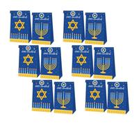 Mikikit Lot de 12 Paquet Présents en Papier Chic Motif Chandeliers à 9 Branches Multifonctions et Pratiques pour Bonbons et Friandises pour Festivités Hanoukka et Fêtes Familiales