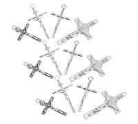 Mikikit Lot de 12 Pendentifs Croix en Alliage Métallique Brillant Mini Breloques Crucifix Jésus pour Création Bijoux DIY Compatibles Colliers et Bracelets Breloques Croix Chrétienne