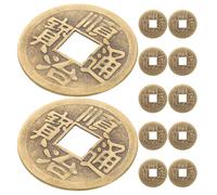 Mikikit Lot de 12 Pièces de Monnaie Chinoises Anciennes en Laiton Feng Shui I-Ching, Pendentifs Vintage pour Voiture, Symbole de Chance et Richesse, Décoration Traditionnelle Chinoise