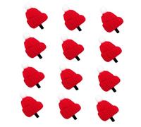 Mikikit Lot de 12 Pinces à Cheveux de Noël en Laine Rouge Pompon Blanc Décoration Festive pour Table et Bureau Accessoires Chapeau de Noël pour Fêtes et Cosplay