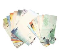 Mikikit Lot de 12 Set de Sets de Ensembles de Papier à Lettres et Enveloppes Style Chinois, Format Pratique, Papier Léger, Motifs Imprimés Assortis, pour Correspondance et Invitations,