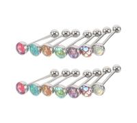 Mikikit Lot de 14 Piercings de Langue en Métal Motif Écailles de Poisson Bijoux de Corps à Bille Ronde Multicolores pour Femmes Accessoires Confortables et Originaux pour Piercing de