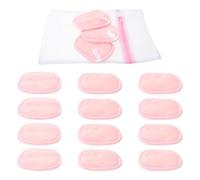 Mikikit Lot de 15 Lingettes Démaquillantes Double Couche Réutilisables Visage, Serviettes de Toilette Lavables Roses avec Paquet de Lavage, Douces et Absorbantes, pour Soins Quotidiens