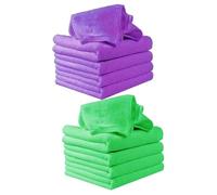Mikikit Lot de 16 Serviettes Carrées Microfibre Absorbantes Bébé, Petite Serviette Multifonction, 25x25 Cm, Polyester Doux, Adaptées au Voyage et Soin Quotidien, Couleurs Vert et Violet