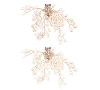 Mikikit Lot de 2 Clips de Chaussures Décoratifs en Cristal et Perles pour Femmes Accessoires Amovibles Dorés pour Mariage Bal et Fête Ornements Élégants pour Escarpins et Sandales