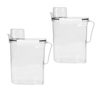 Mikikit Lot de 2 Contenants pour Lessive en Poudre et Liquide 5L avec Couvercle Hermétique Transparent Seaux de Rangement pour Buanderie avec Poignée Ergonomique Stockage Pratique à