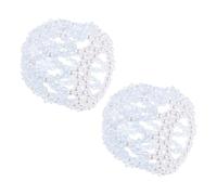 Mikikit Lot de 2 Filets à Chignon Bleus Faits Main avec Perles et Strass, Élastiques Crochetés pour Chignon de Danseuse et Patinage, Accessoires Coiffure Légers et Confortables
