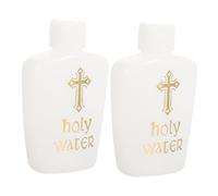 Mikikit Lot de 2 Flacons d'eau Bénite 60 ML en Plastique Rechargeable Croix, Petits Récipients à Liquides pour Huiles Essentielles et Parfums, Adaptés aux Rituels Religieux et Décoration