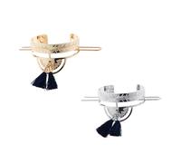 Mikikit Lot De 2 Manchettes Pour Cheveux Pompons Demi-cercle 8 Cm Surface Polie Métal Doré Et Argenté Accessoires Vintage Femme Usage Quotidien Et Mariage