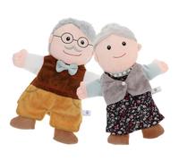 Mikikit Lot de 2 Marionnettes à Main Éducatives en Peluche, Personnages Grand-père et Grand-mère Réalistes, Créatif pour Garçon et Filles, Conte et Jeu de Rôle, Accessoires Ludiques