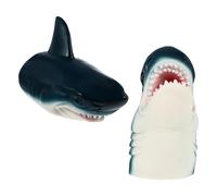 Mikikit Lot de 2 Marionnettes à Main Requin Petites Tailles en Silicone Souple, Jouets D’Animaux Bouche Articulée, Peinture Écologique, pour Jeux de Rôle et Activités Éducatives