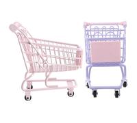 Mikikit Lot de 2 Mini Caddies Décoratifs en Plastique Rose et Violet Taille Moyenne Jouets Caddie Miniature pour Décoration Bureau Chambre et Organisation d'Espace