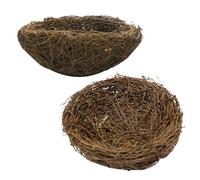 Mikikit Lot de 2 Nids d'oiseaux Tissés en Rotin 12 CM Nichoirs Décoratifs Suspendus pour Jardin et Extérieur Accessoires Artisanaux pour Observation des Oiseaux et Décoration Naturelle